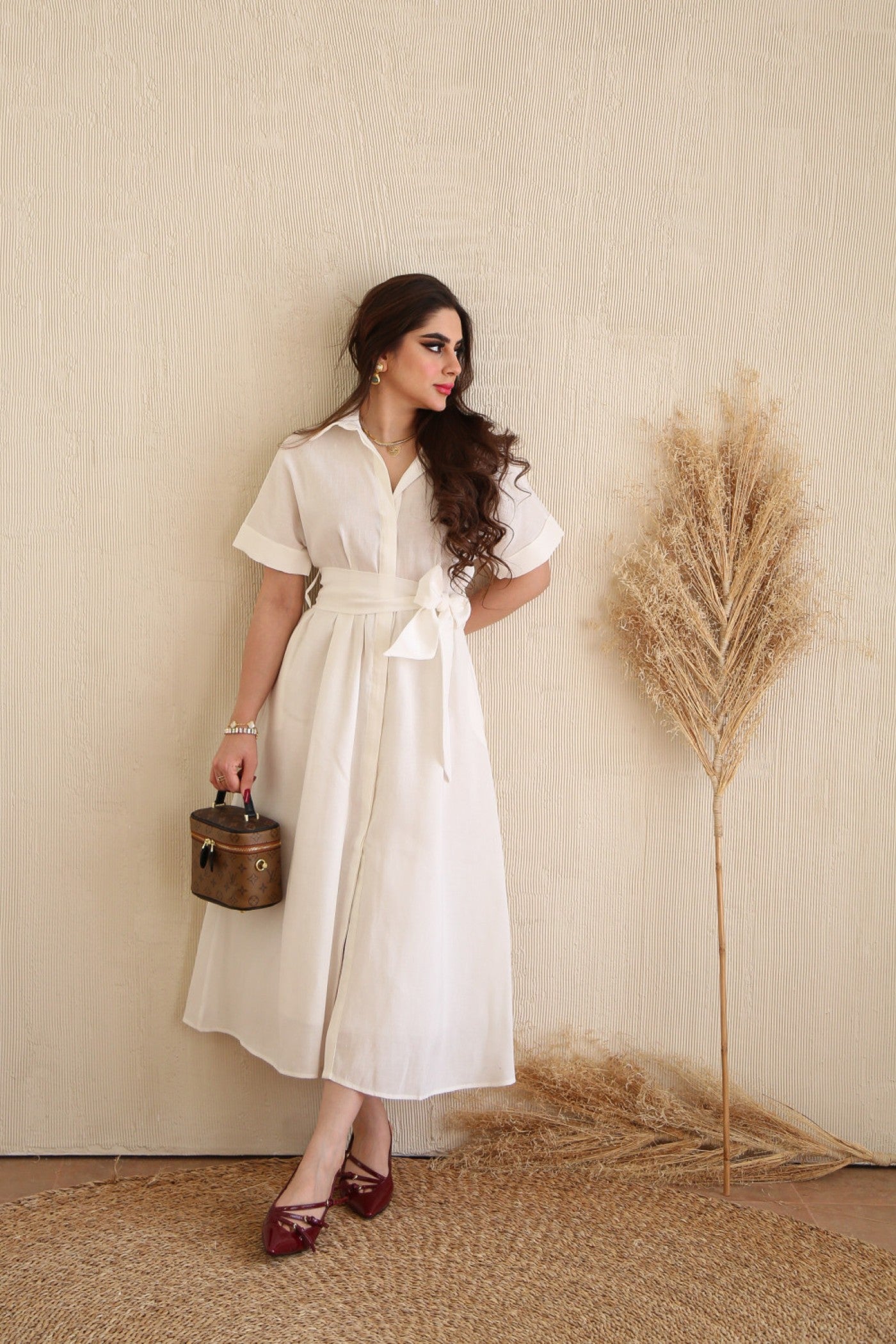 Pearl White Flutter Sleeve Dress