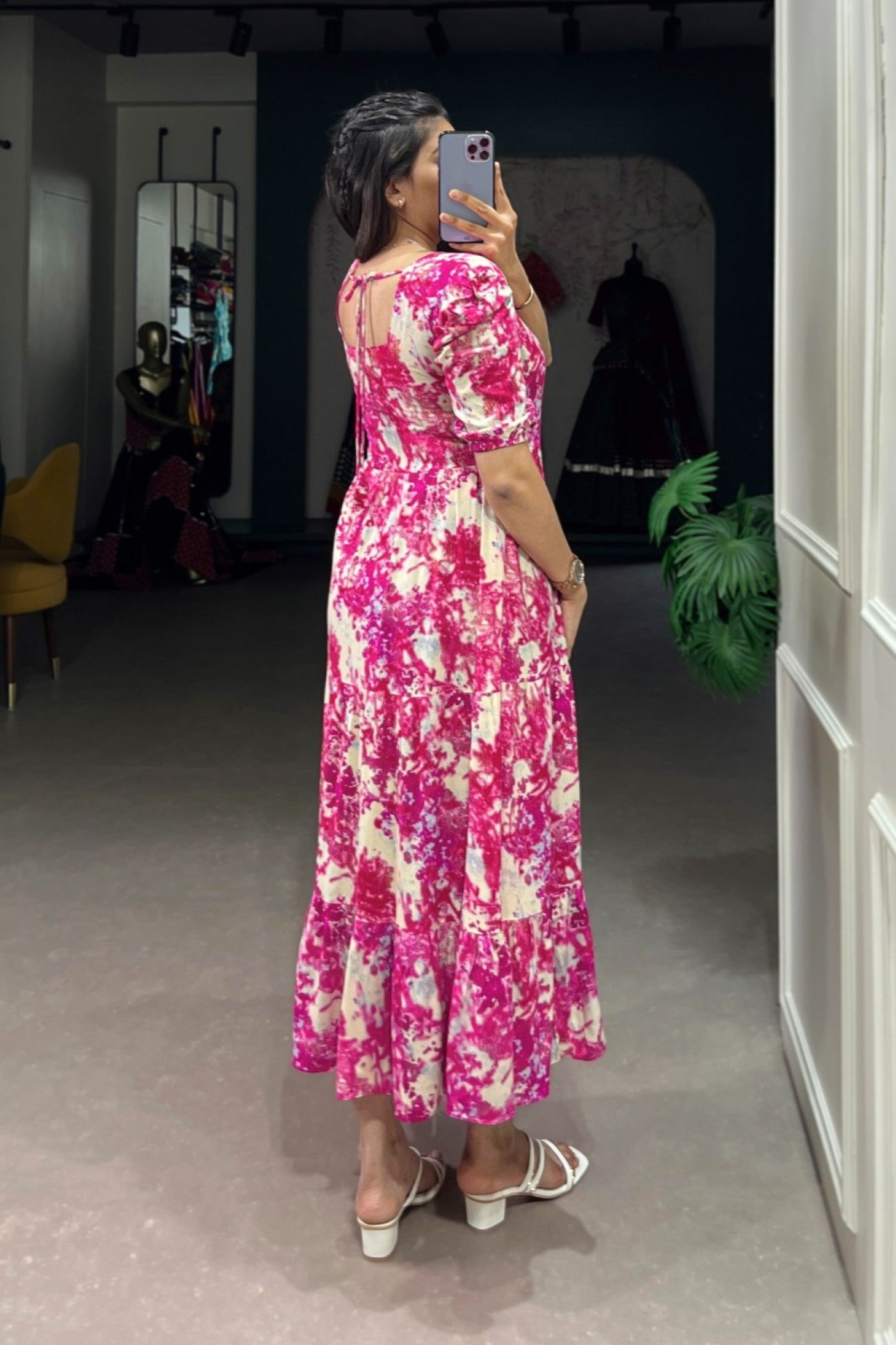 Raspberry Bloom Cotton Maxi