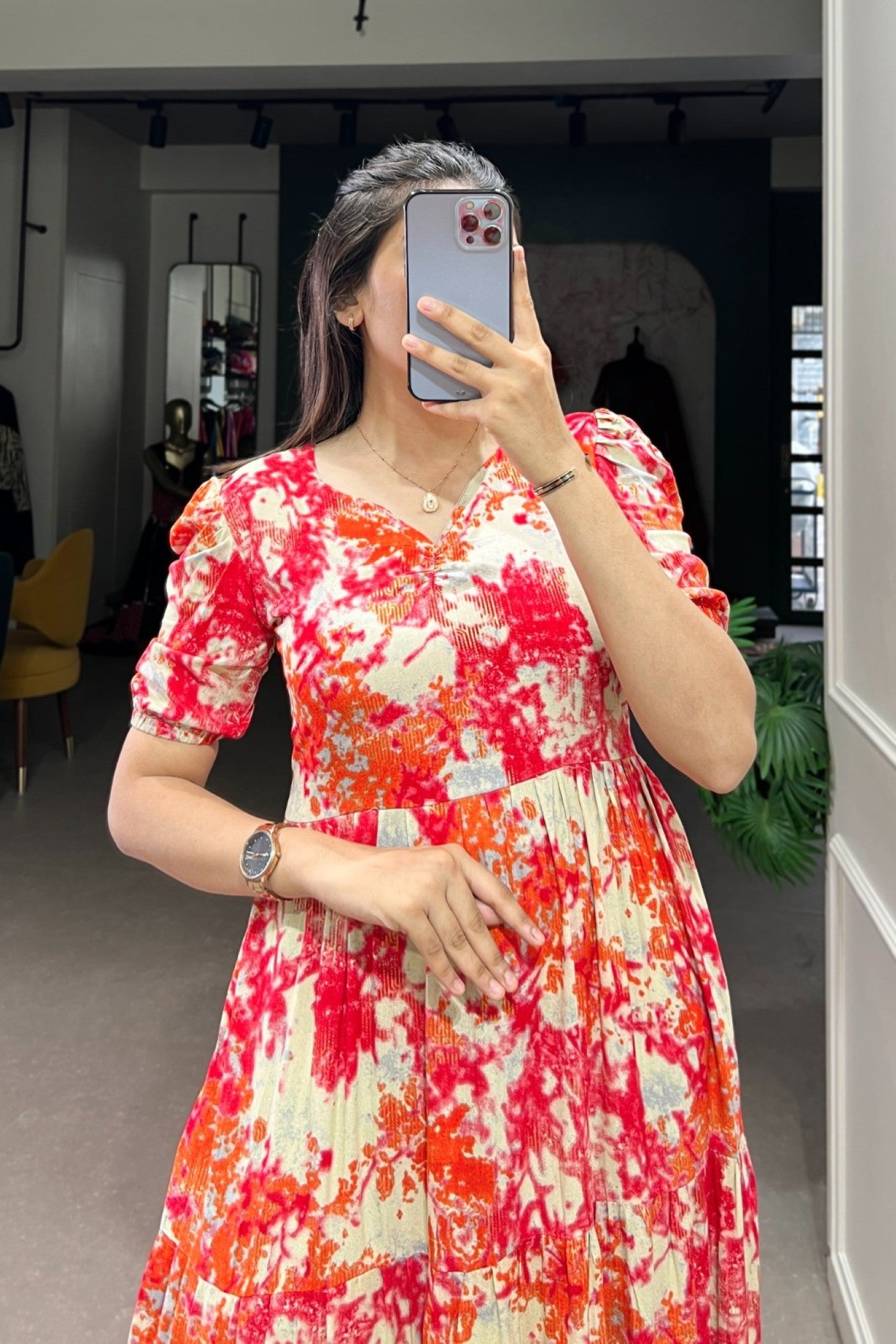 Coral Sunset Tiered Maxi Dress