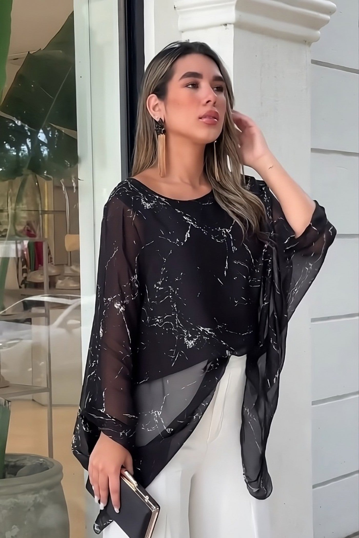 Evening Elegance Bell-Sleeve Top