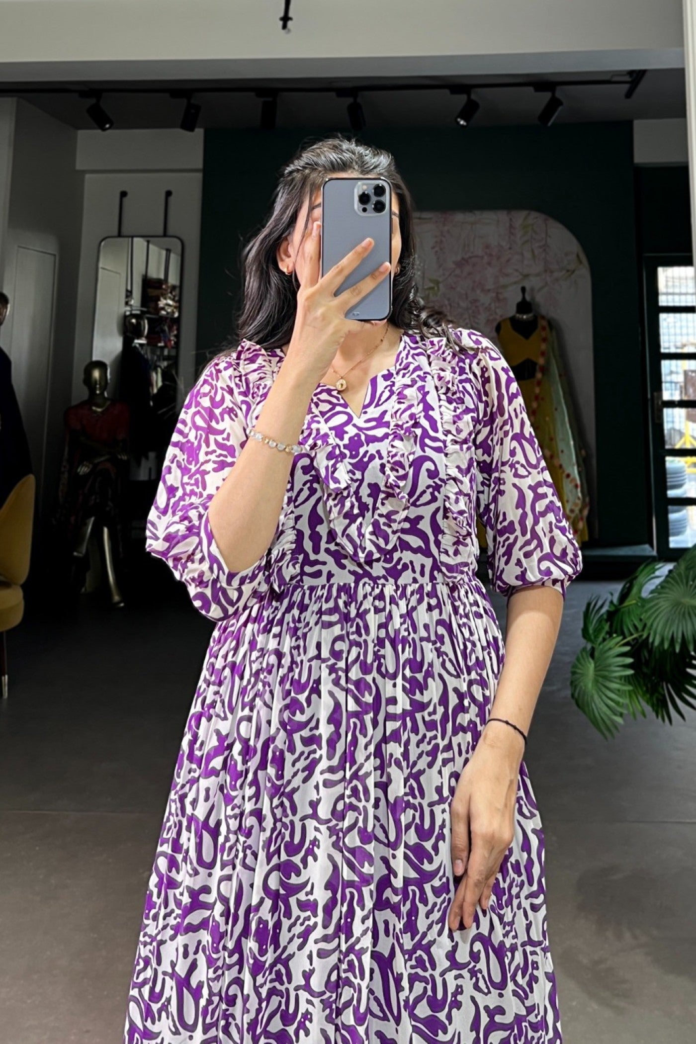 Lavender Paisley Sweep Maxi Dress
