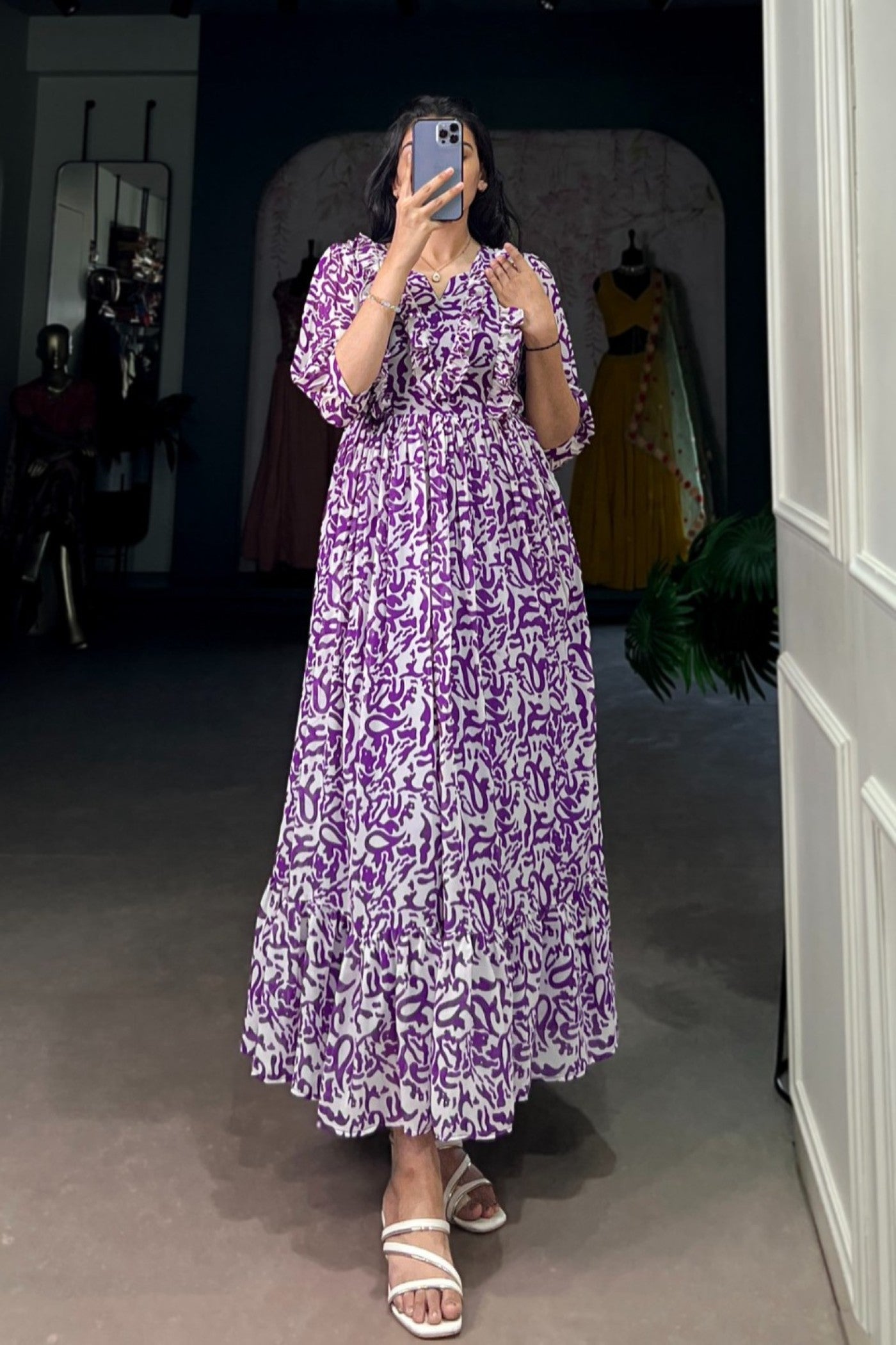 Lavender Paisley Sweep Maxi Dress