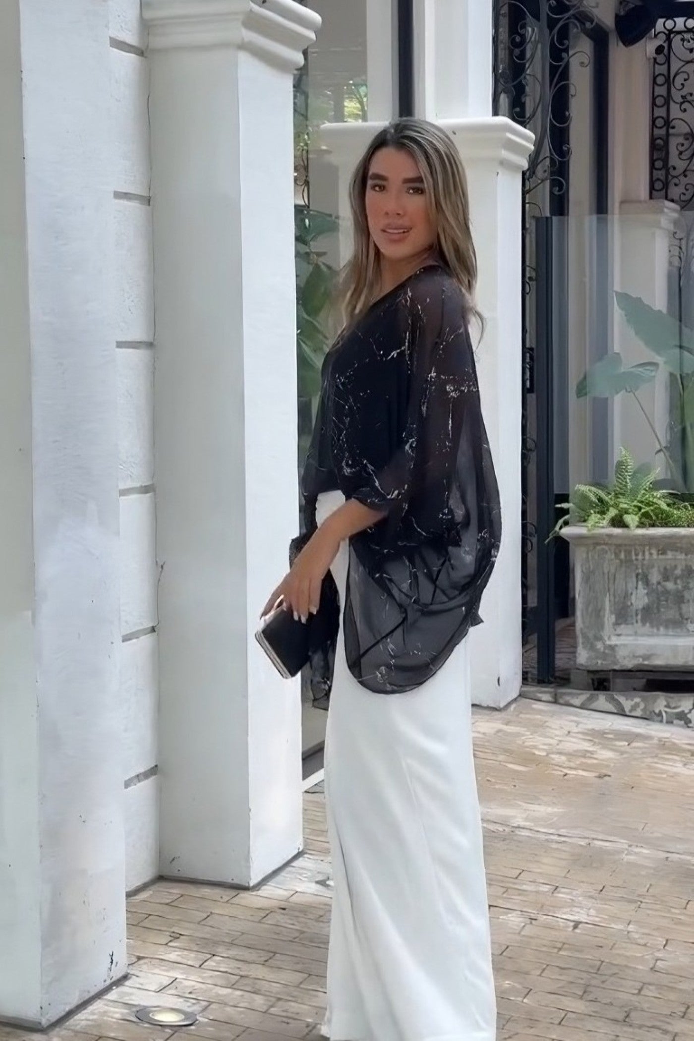 Evening Elegance Bell-Sleeve Top