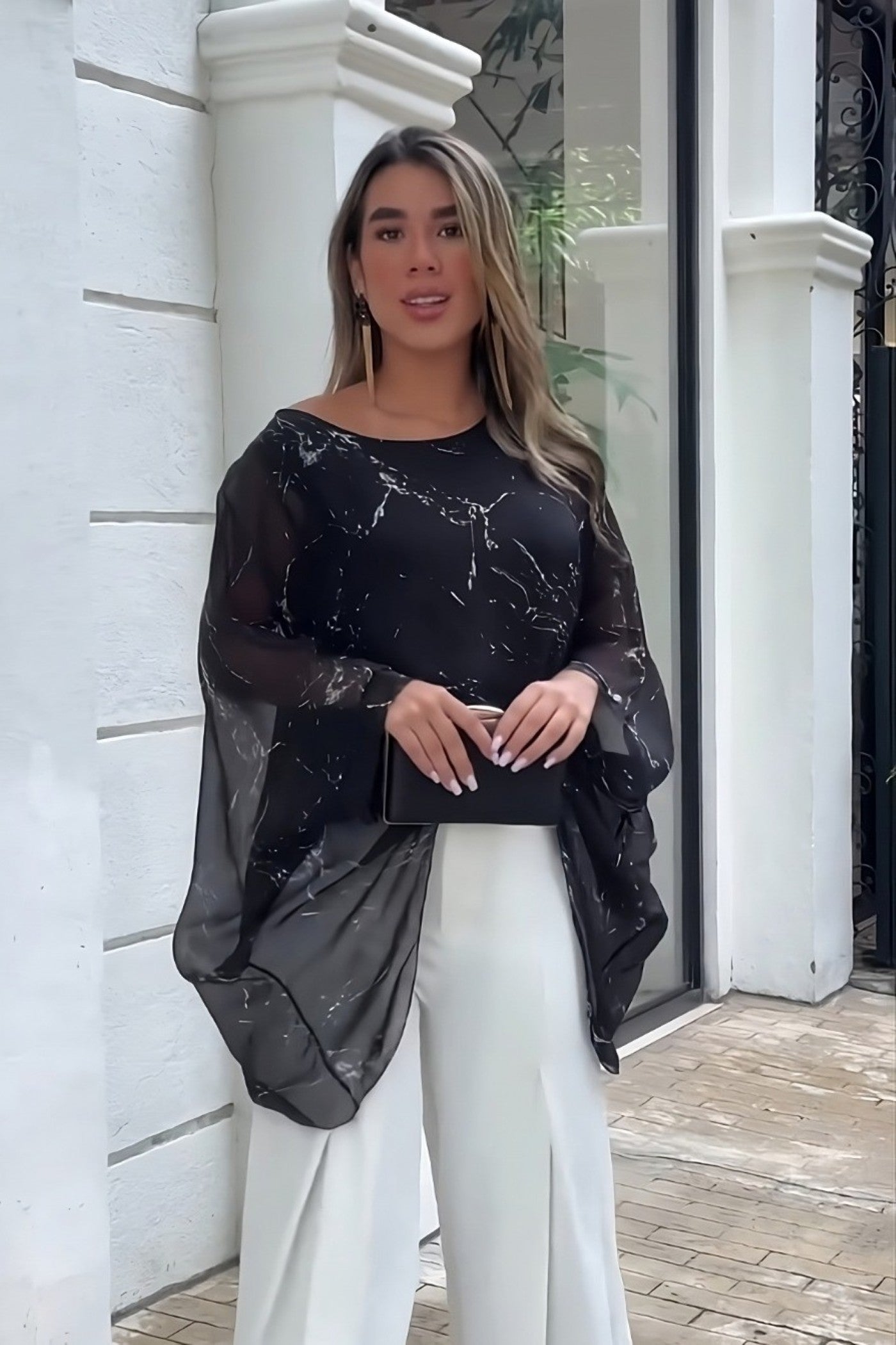 Evening Elegance Bell-Sleeve Top