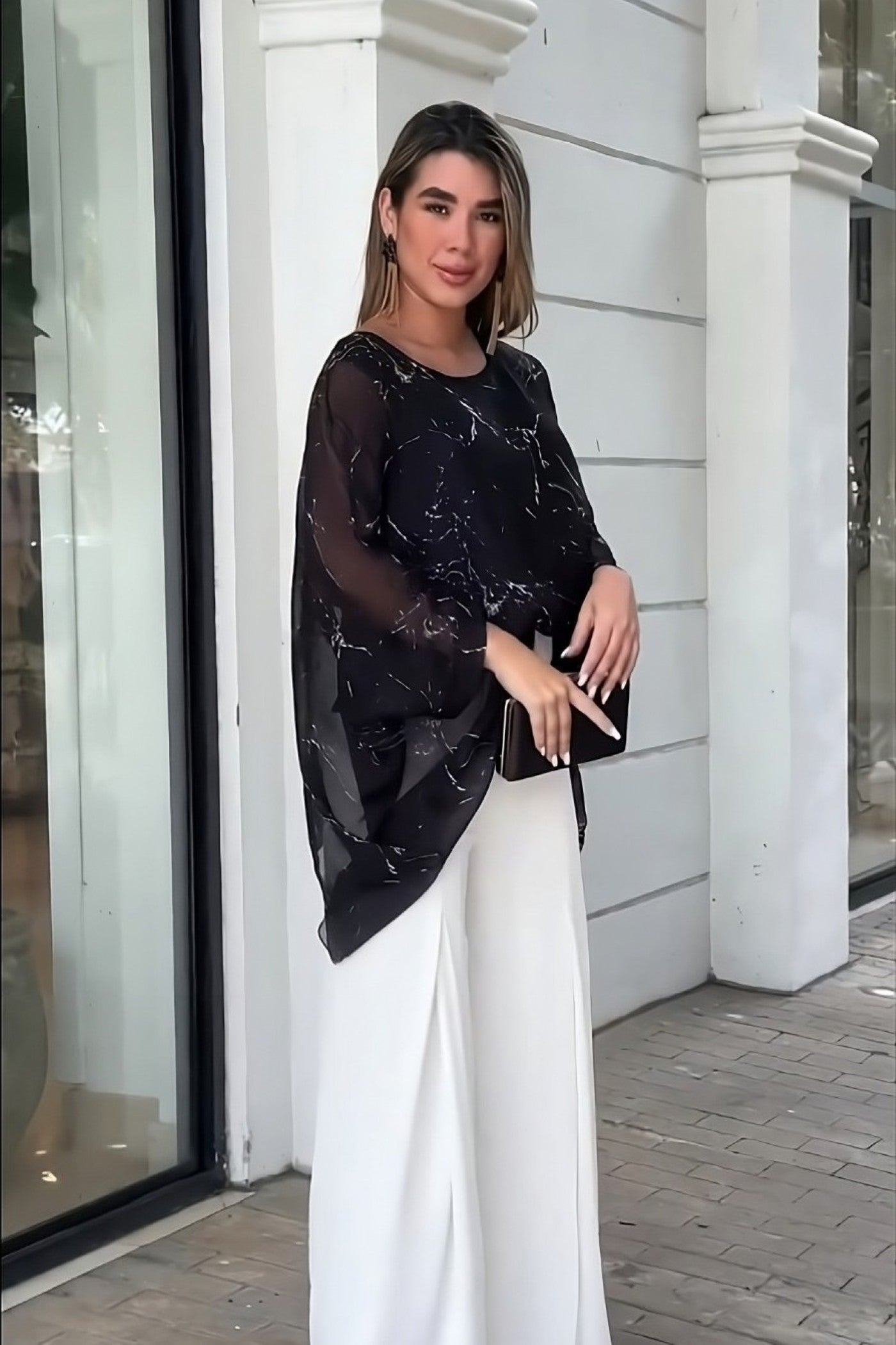 Evening Elegance Bell-Sleeve Top