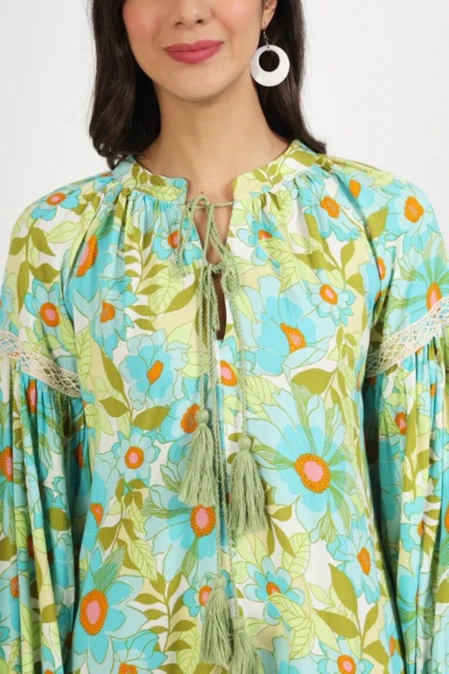 Turquoise Garden Tiered Ruffle Dress