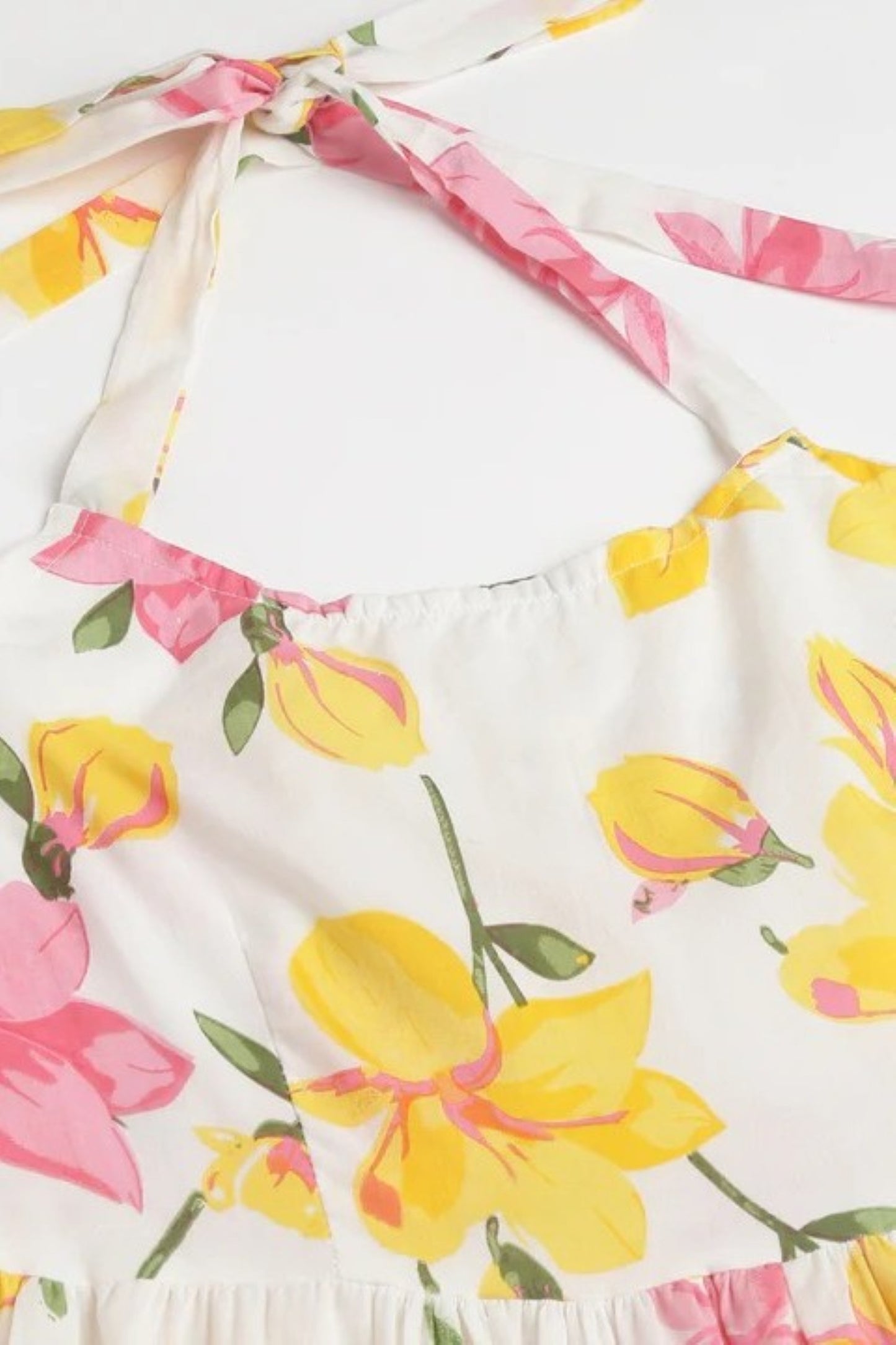 Sunshine Bloom Tiered Halter Maxi Dress