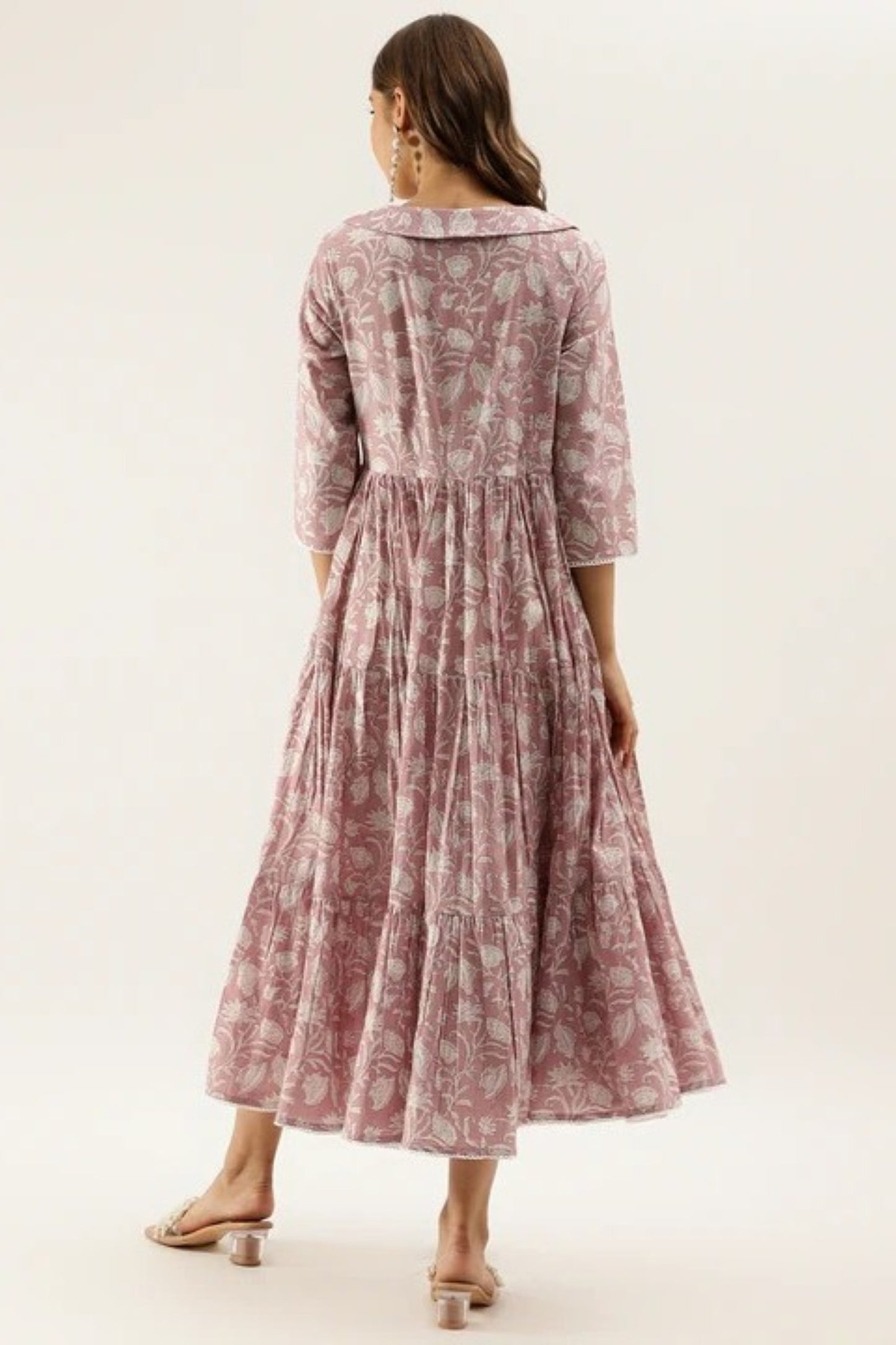 Dusty Rose Garden Tiered Prairie Dress