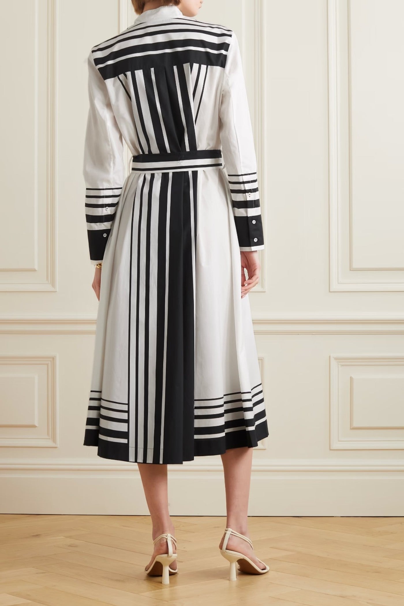 Architectural Lines Cotton Shirt Dress in White
