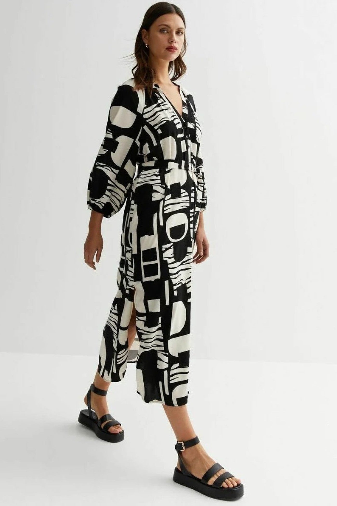 Modernist Block Print Wrap Dress