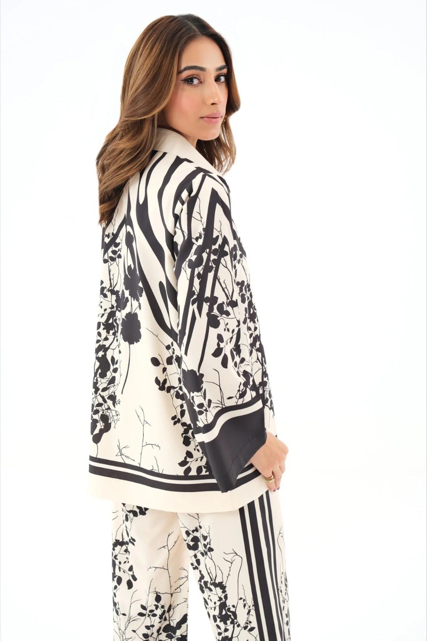 Ivory Abstract Floral Panel Suit Co-ord
