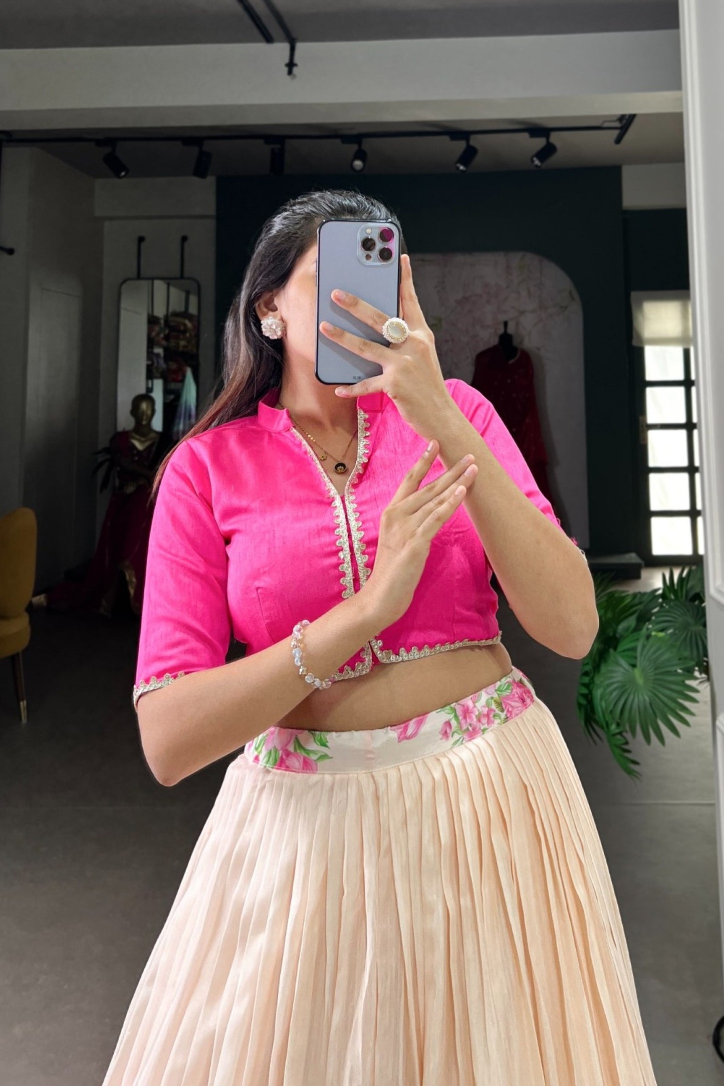 Fuchsia Royale Floral Ombré Lehenga