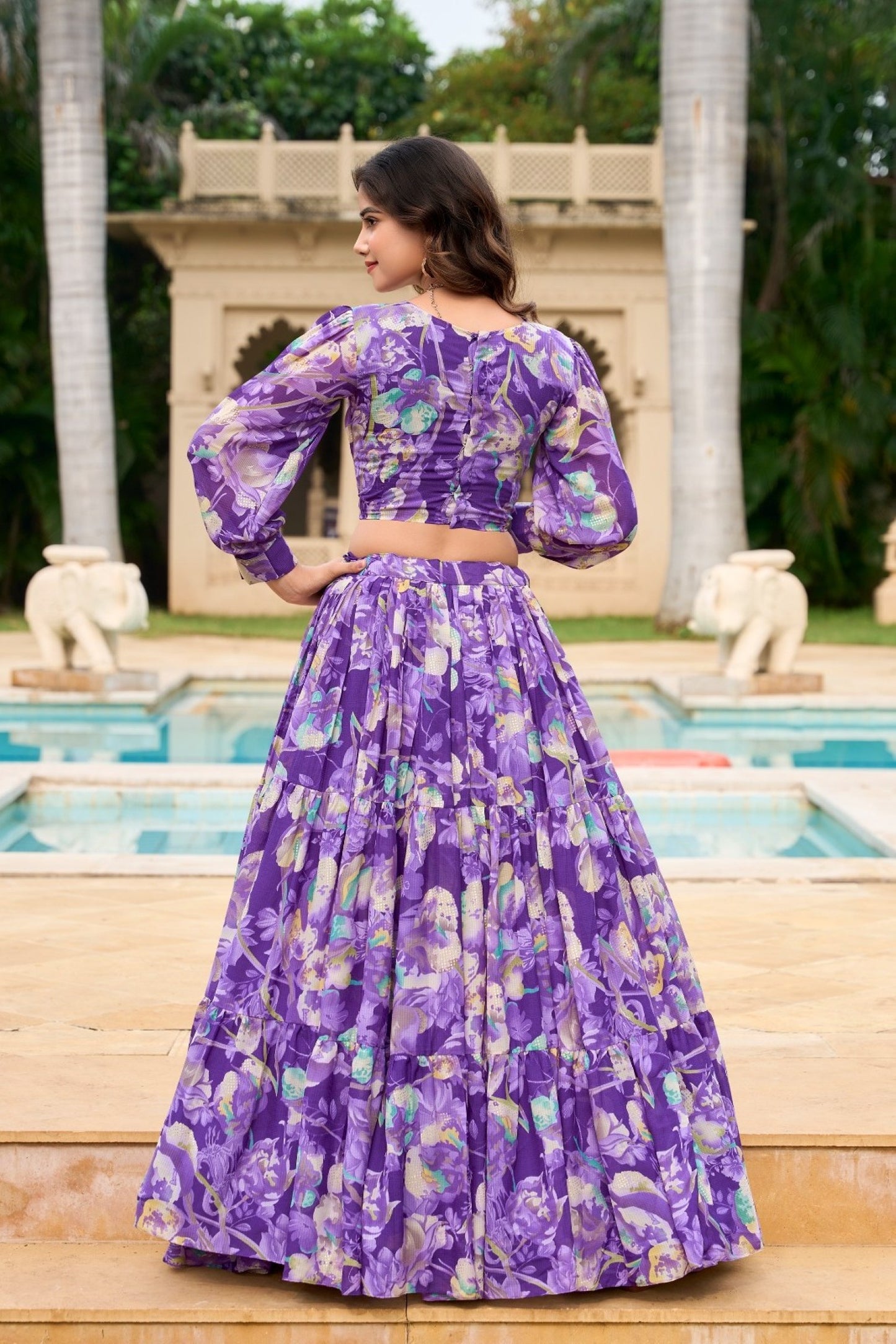 Violet Garden Oasis Lehenga
