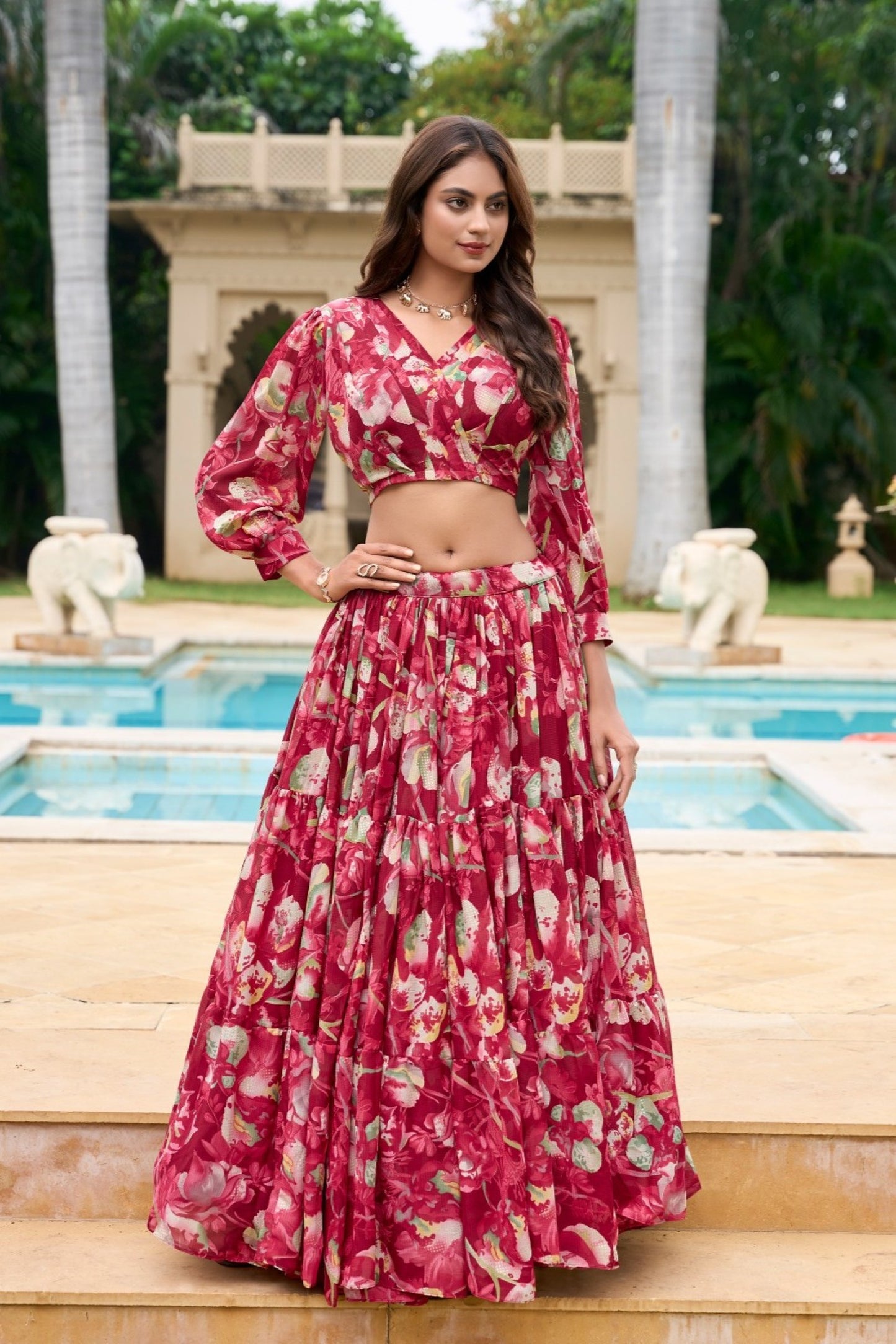 Ruby Blossom Poolside Lehenga