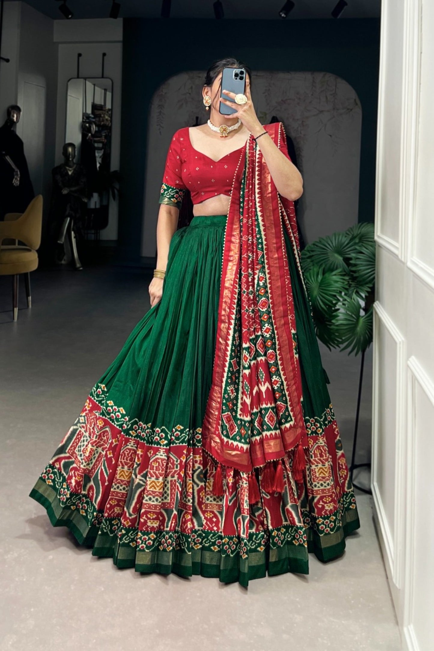 Emerald & Ruby Festive Folklore Lehenga
