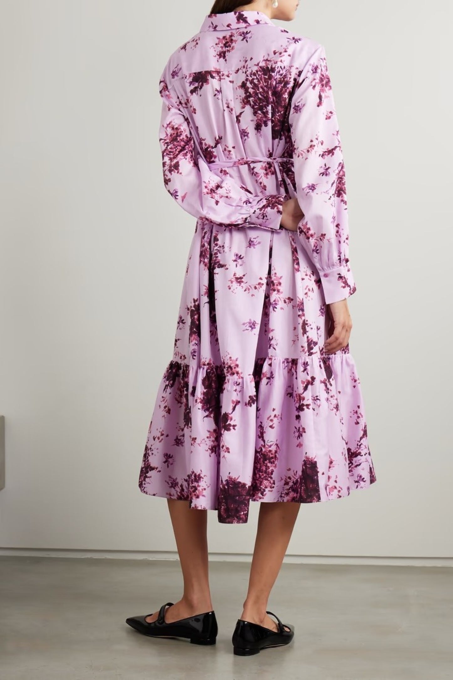 Lilac Blossom Tiered Shirt Dress