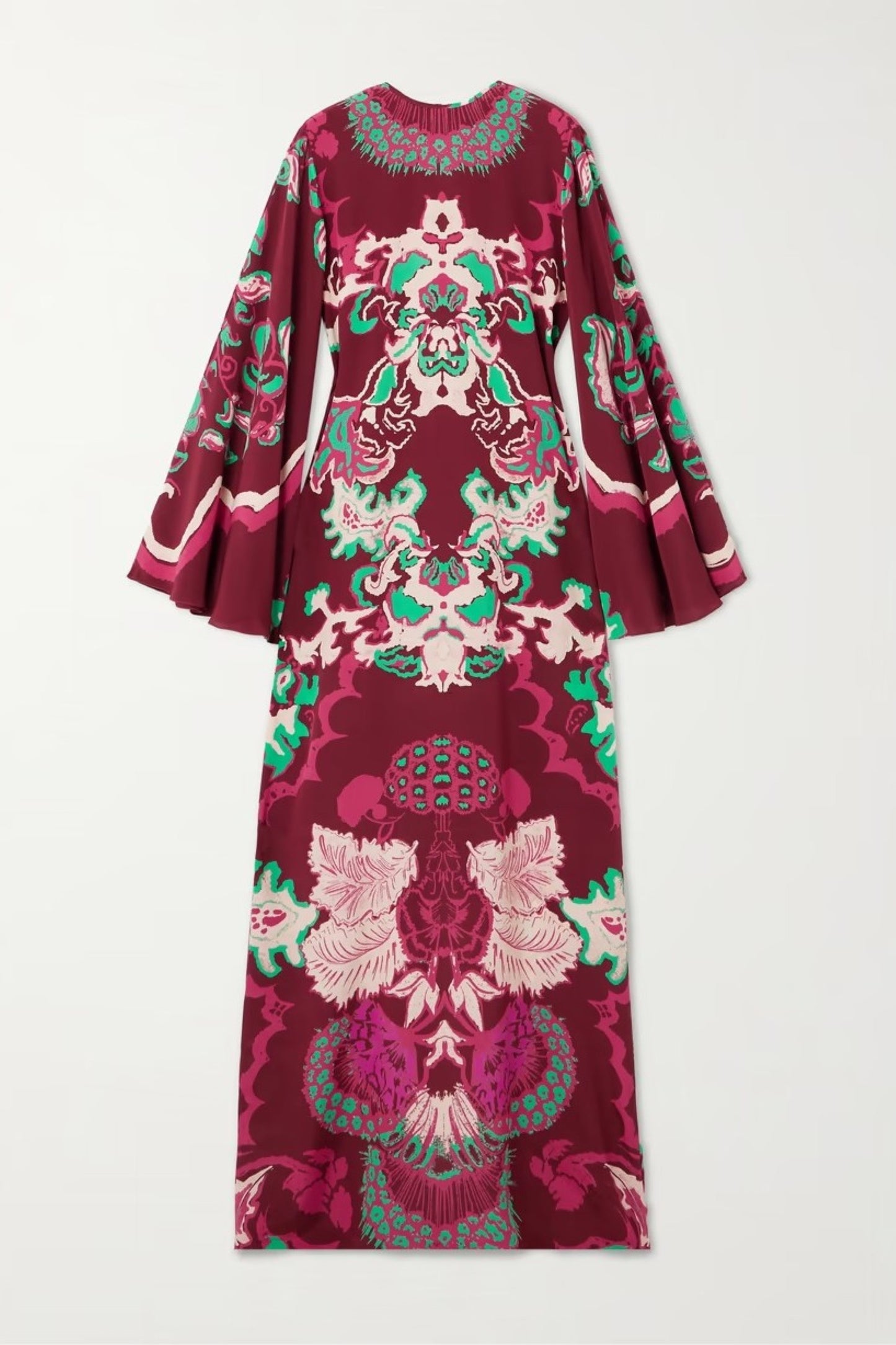 Crimson Dynasty Bell-Sleeve Dress