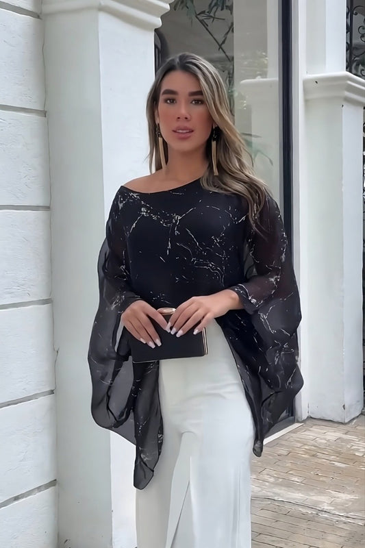 Evening Elegance Bell-Sleeve Top