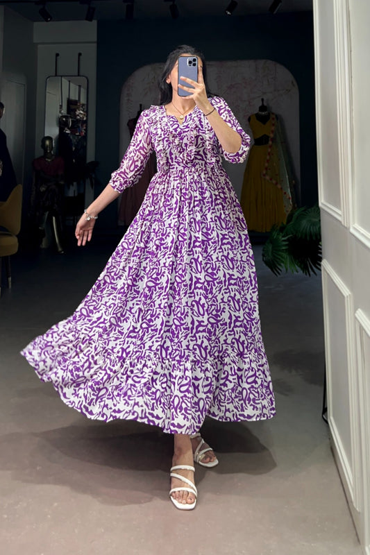 Lavender Paisley Sweep Maxi Dress