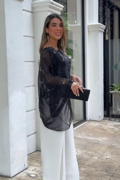Evening Elegance Bell-Sleeve Top