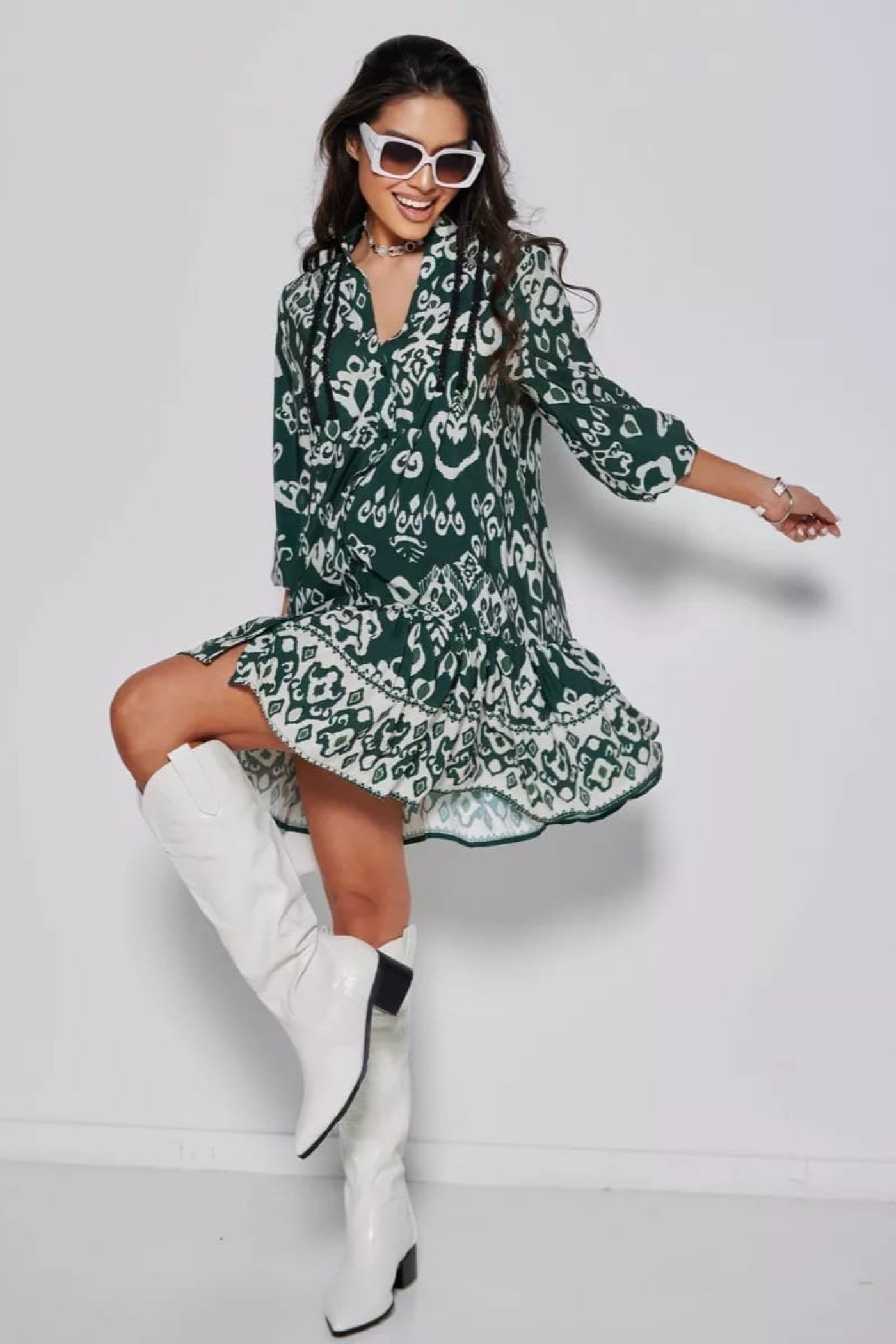 Jade Abstract Print Tunic Dress