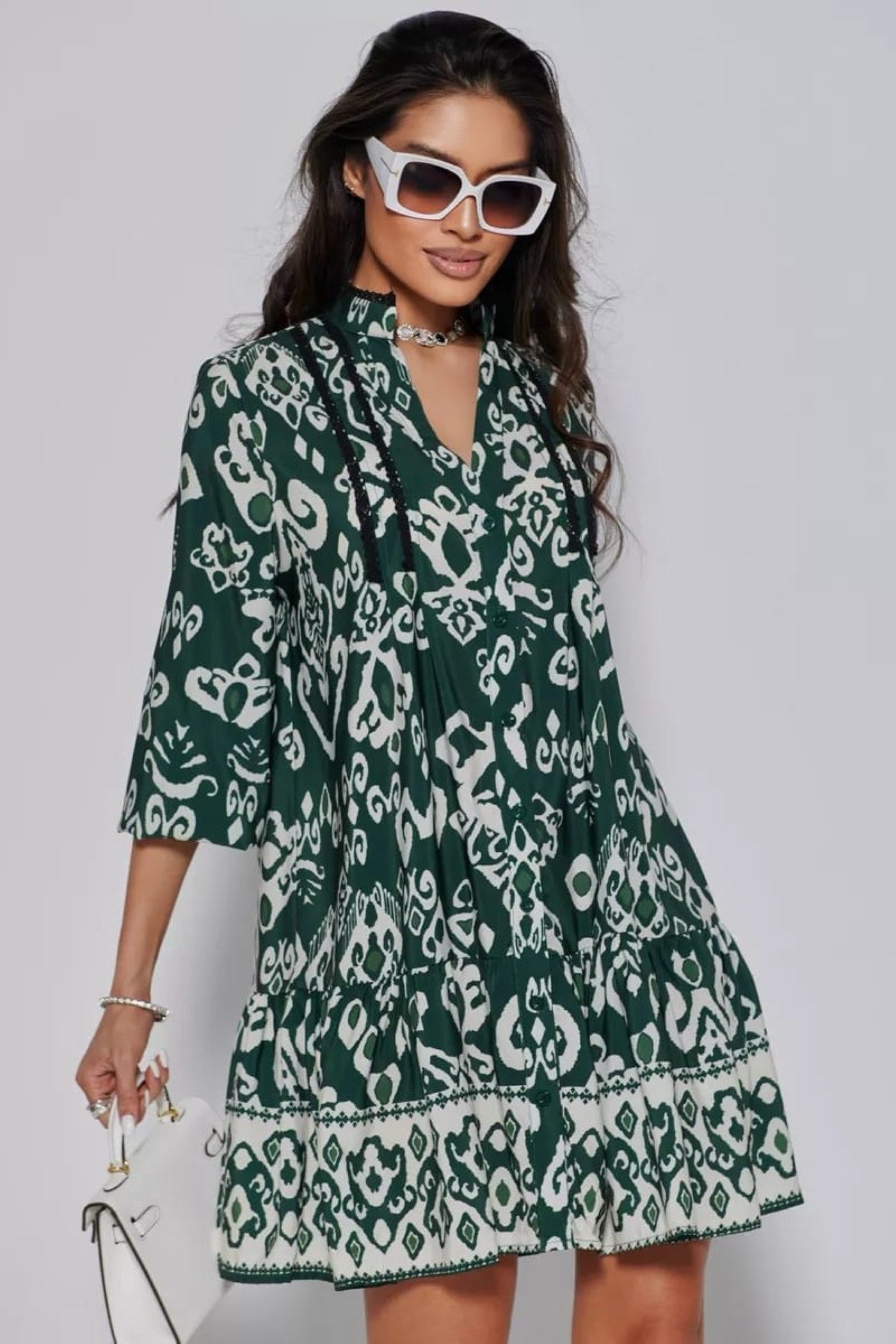 Jade Abstract Print Tunic Dress