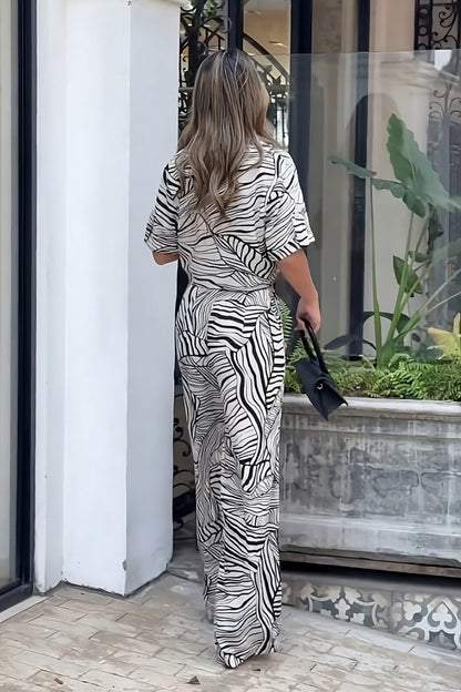 Safari Nights Zebra Print Wide-Leg Jumpsuit