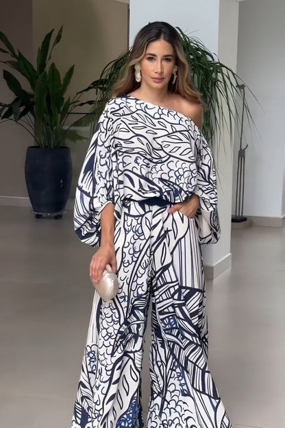 Coastal Breeze Geometric Pattern Kaftan Dress