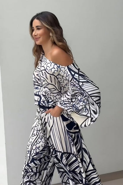 Coastal Breeze Geometric Pattern Kaftan Dress