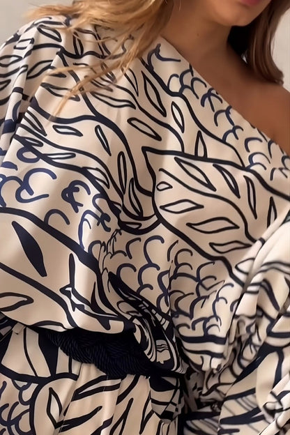 Coastal Breeze Geometric Pattern Kaftan Dress