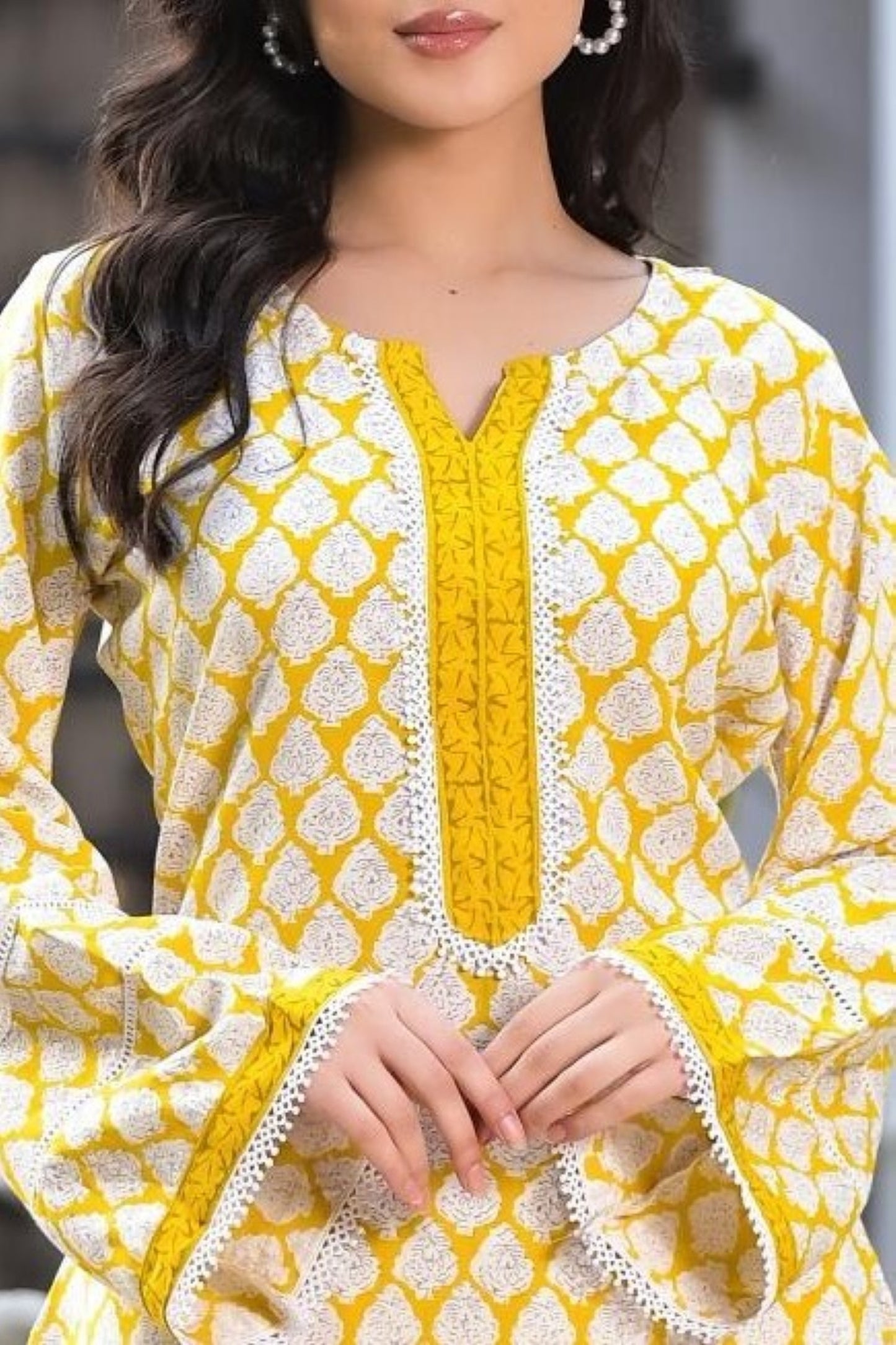 Lemon Trellis Cotton Salwar Kameez Co-ord