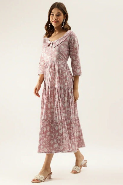 Dusty Rose Garden Tiered Prairie Dress