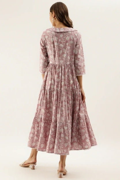 Dusty Rose Garden Tiered Prairie Dress