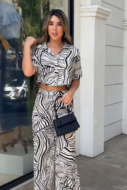 Safari Nights Zebra Print Wide-Leg Jumpsuit