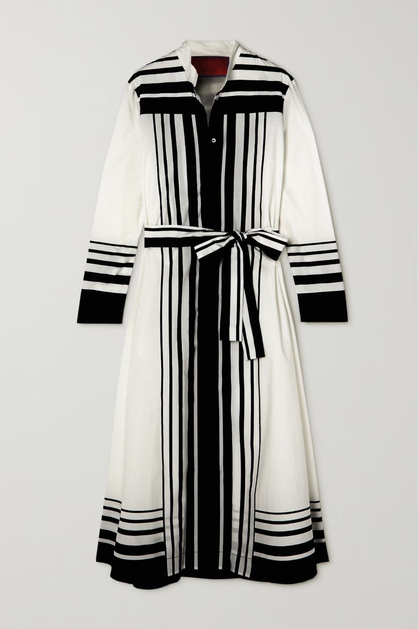 Architectural Lines Cotton Shirt Dress in White