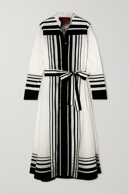 Architectural Lines Cotton Shirt Dress in White