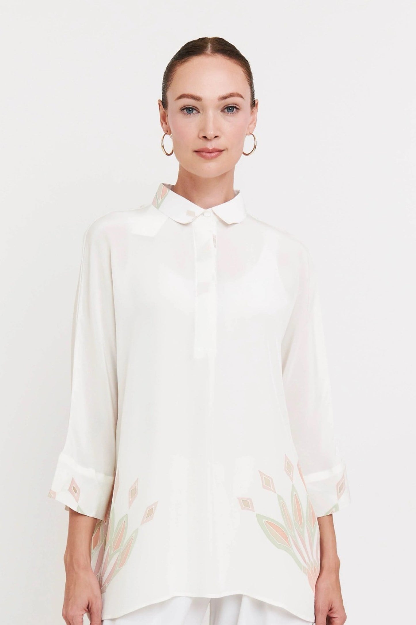 Pearl White Pastel Accent Tunic Co-ord