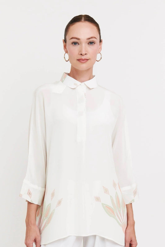 Pearl White Pastel Accent Tunic Co-ord