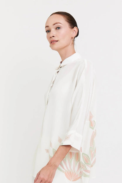 Pearl White Pastel Accent Tunic Co-ord