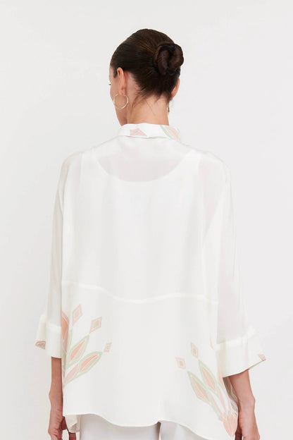 Pearl White Pastel Accent Tunic Co-ord