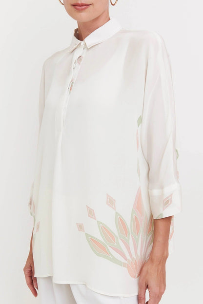 Pearl White Pastel Accent Tunic Co-ord