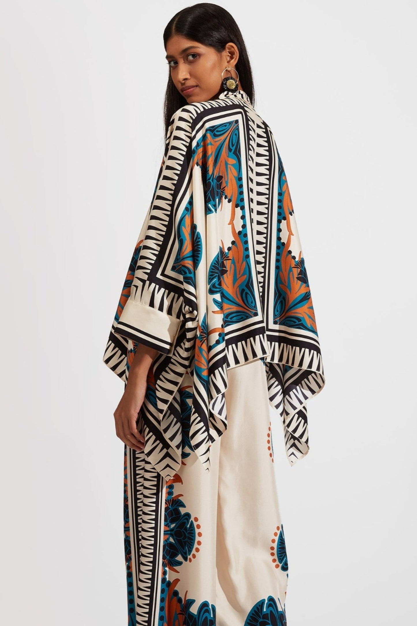 Teal Lotus Kimono Palazzo Ensemble Co-ord