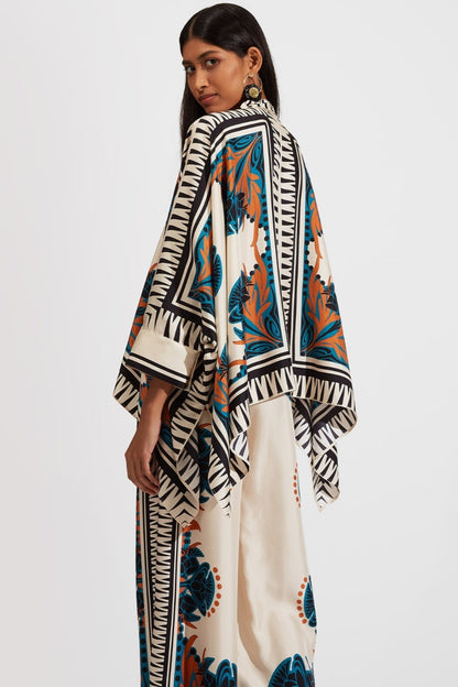 Teal Lotus Kimono Palazzo Ensemble Co-ord