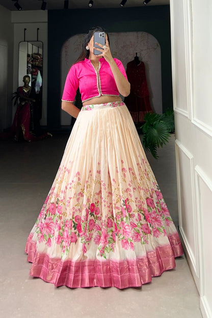 Fuchsia Royale Floral Ombré Lehenga