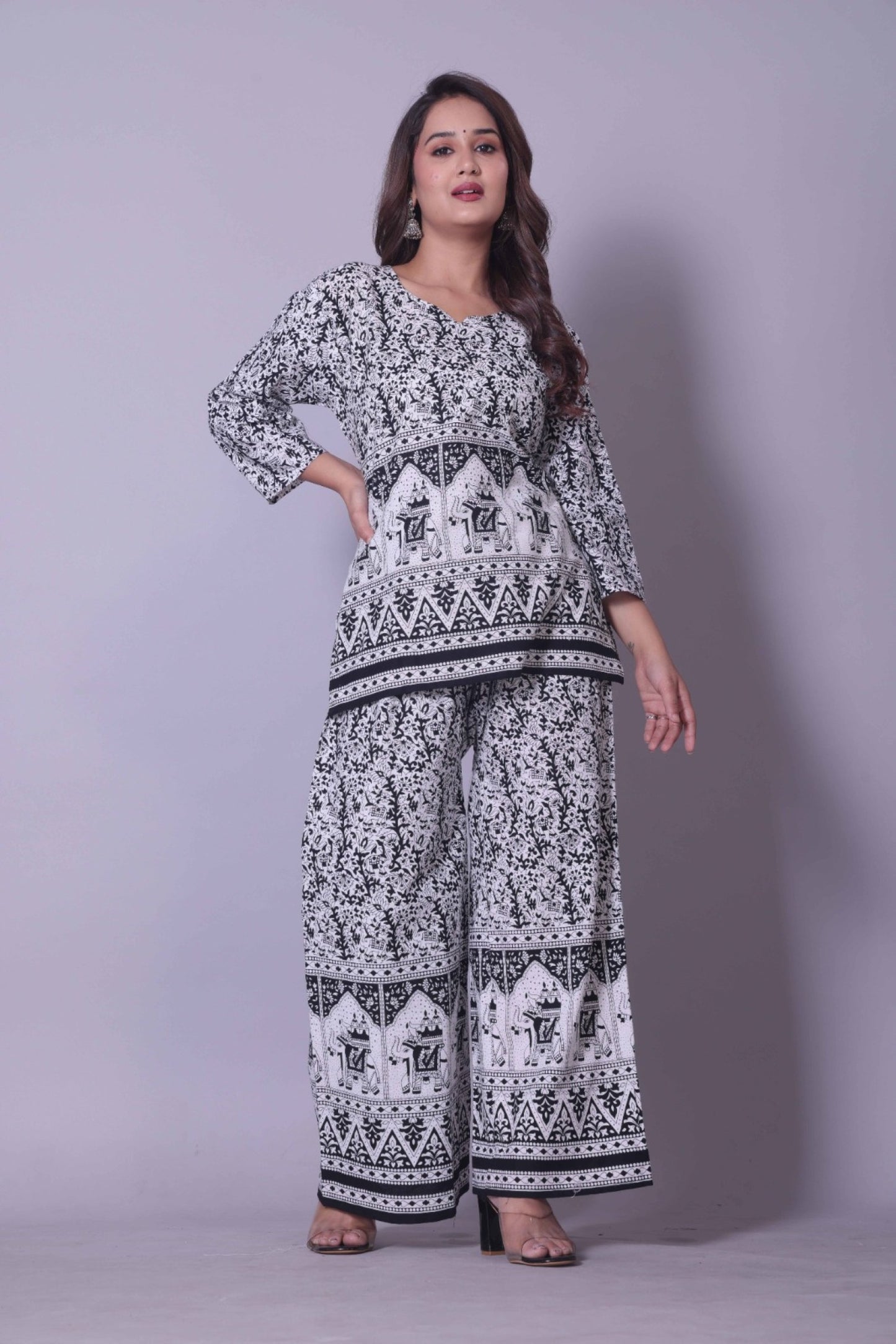 Tribal Elephant Motif Printed Coordinates