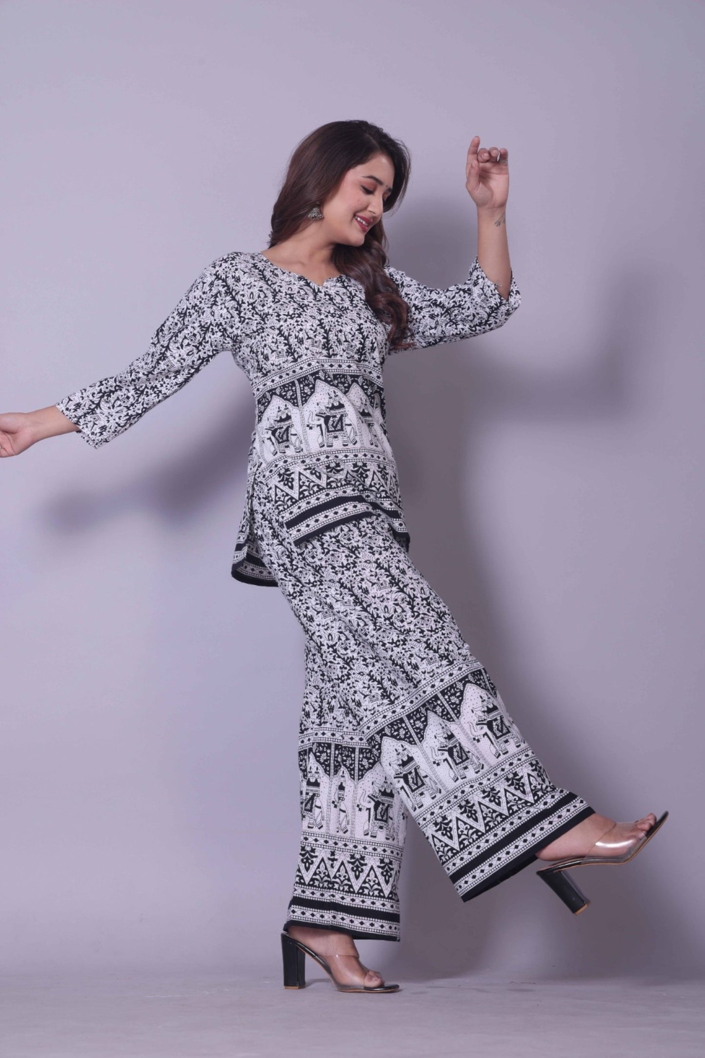 Tribal Elephant Motif Printed Coordinates