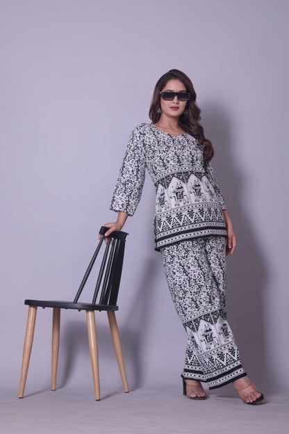 Tribal Elephant Motif Printed Coordinates