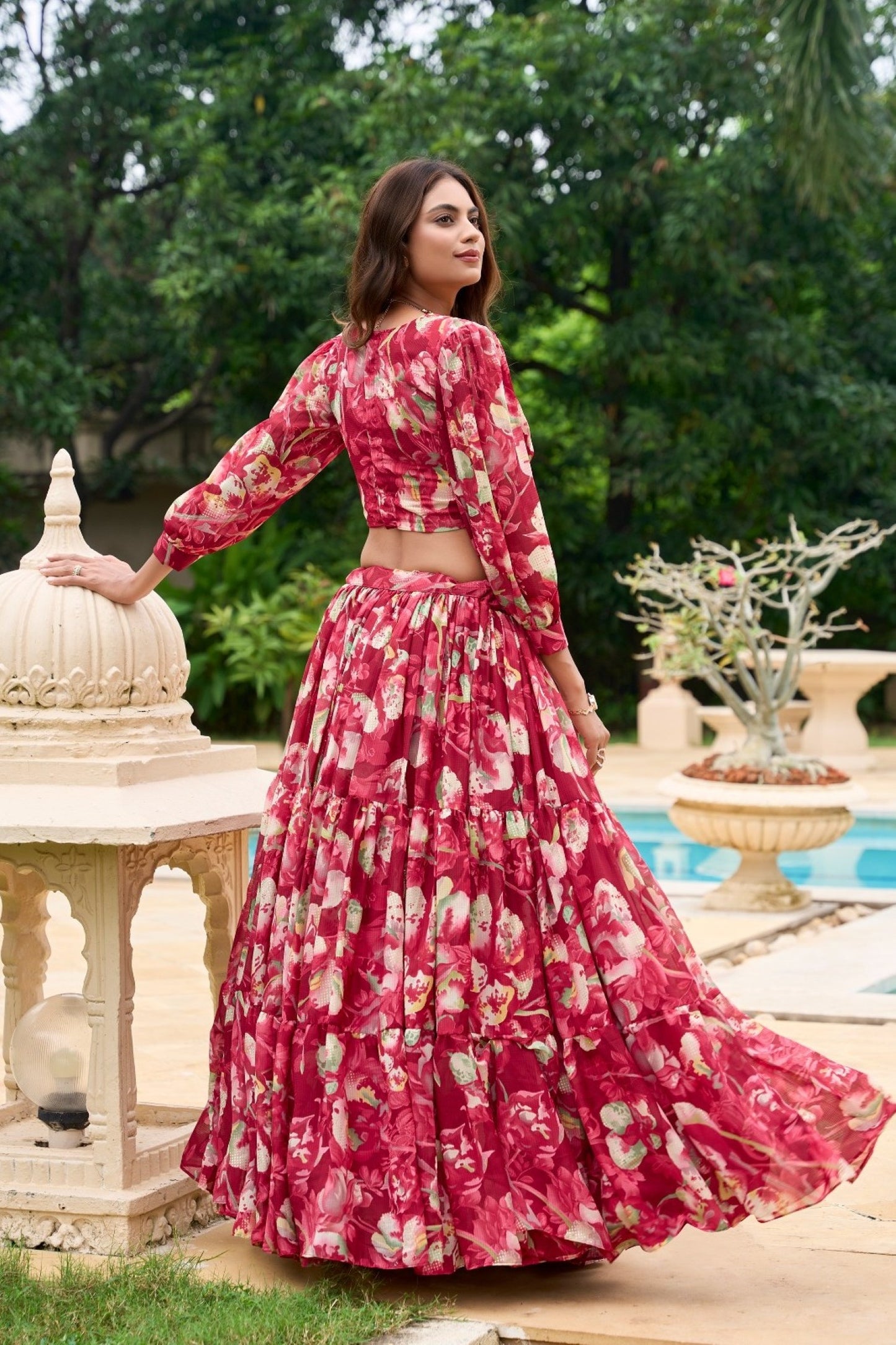 Ruby Blossom Poolside Lehenga