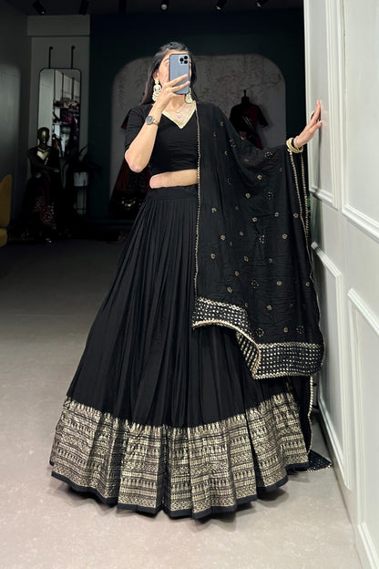 Raven Black Royal Zari-Embellished Classic Lehenga