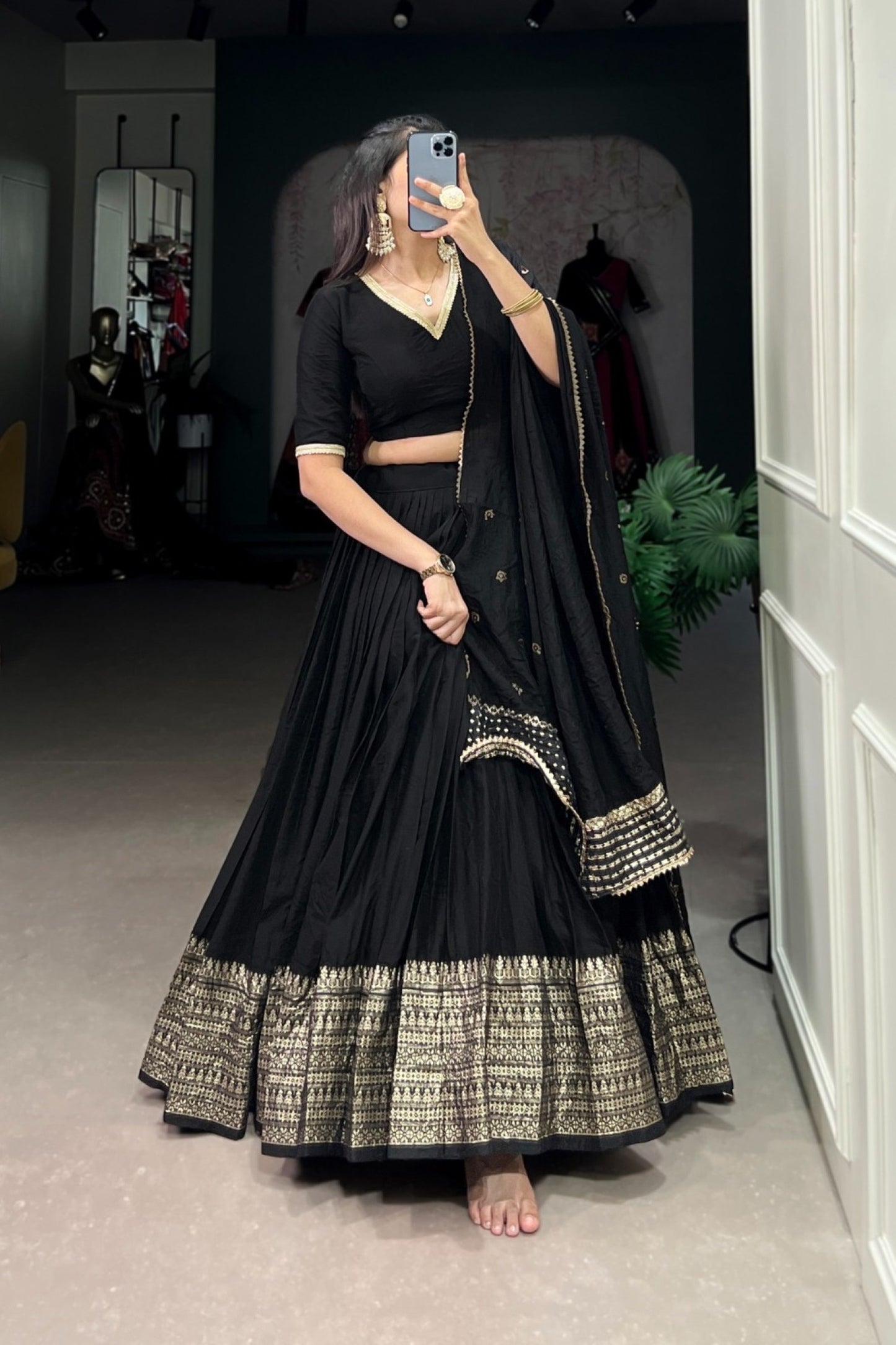 Raven Black Royal Zari-Embellished Classic Lehenga